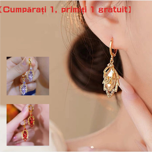 🔥【Cumpărați 1, primiți 1 gratuit】💥【2025 New Style】Cercei eleganti din aur cu diamante strălucitoare--3904982
