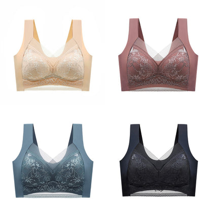 🔥【4 bucati】👙【40-110 KG】 Sutien confortabil, fără cusături, din dantelă