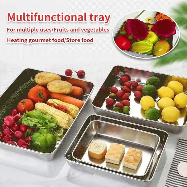 (4 bucati)🥩🥙Farfurie pătrată din oțel inoxidabil + capac（Material din oțel inoxidabil 304）--3881394