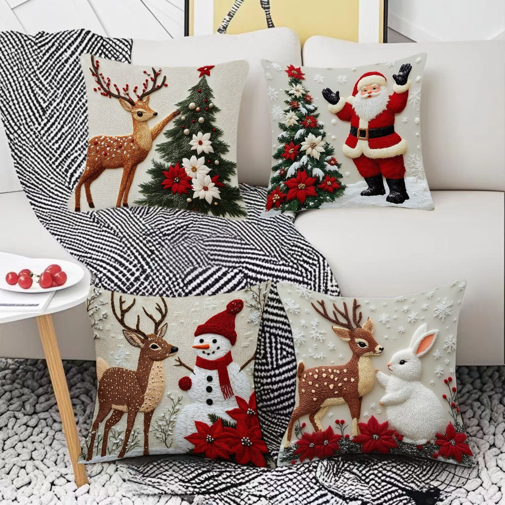 🔥🎅【Kup dwa, a dwa dostaniesz gratis】 Wyprzedaż świąteczna 🎄Poszewka na poduszkę z motywem świątecznym-4162920
