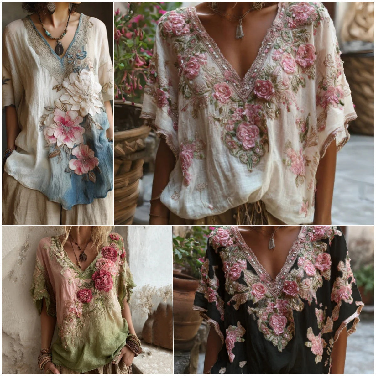 👚🌈【Ograničena ponuda 49% popusta】Prirodna lanena modna elegantna bluza s dubokim V-izrezom【S-4XL】