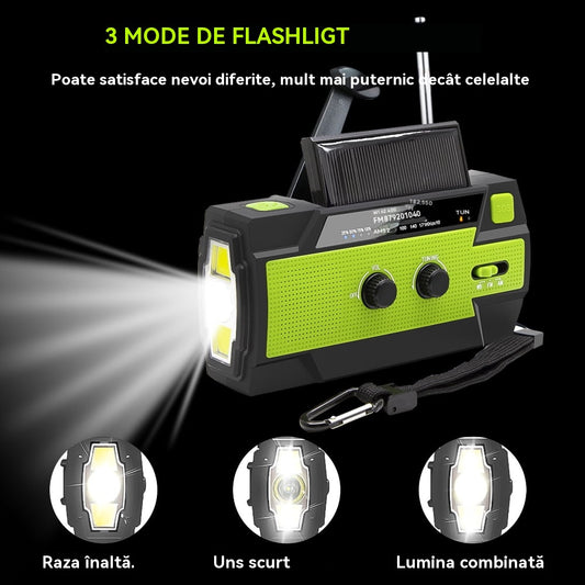 🏕️Lanternă portabilă multifuncțională cu radio AM, lanternă solară cu manivelă, lanternă de urgență