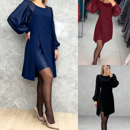 💟【S-5XL】2026 Novi retro haljina u dvije komponente s okruglim izrezom i lažnim strukom