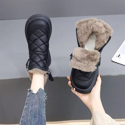 【Reducere de 50%】👢【35-41】Toamnă și iarnă noi cizme din bumbac pentru femei, impermeabile, anti-alunecare, catifelate, calde, la modă, cu talpă moale-3846243