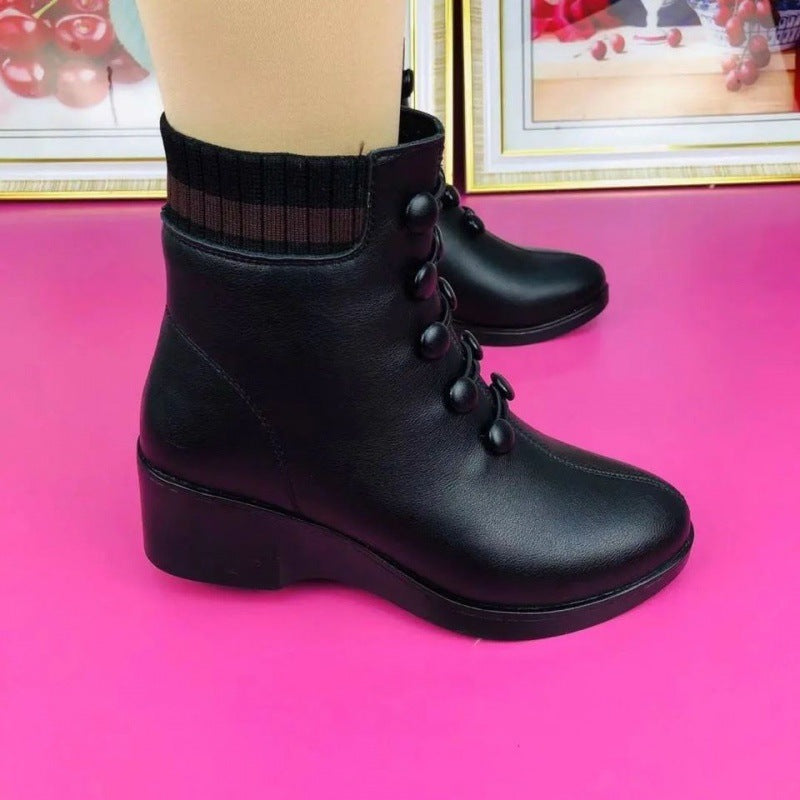 👢【35-41】2025 Toamnă și Iarnă Cizme populare din piele moale cu toc înclinat pentru femei-3865601
