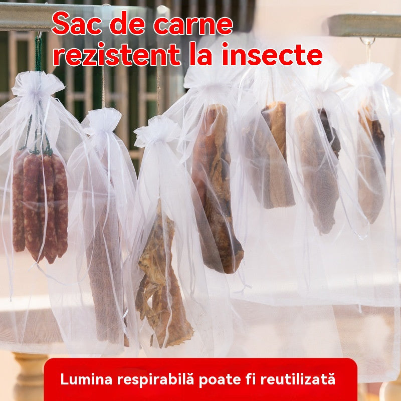🐷🐮🍖【40 buc】Punga speciala de tifon pentru uscarea carnii de porc pentru prevenirea insectelor si pasarilor-3873549