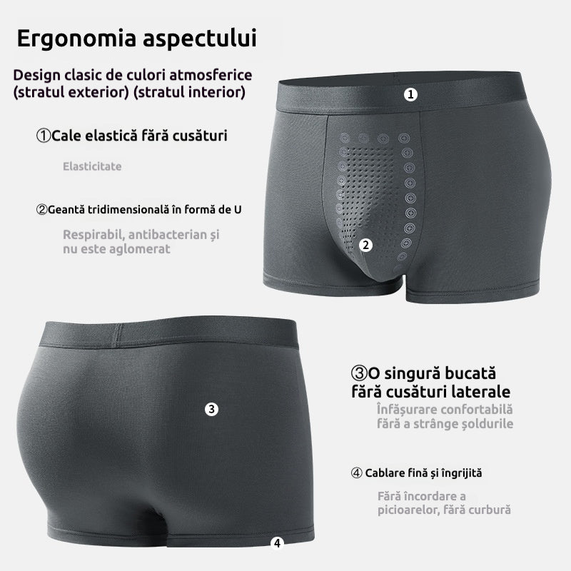 【Set 3 bucăți】Boxeri bărbați cu efect magnetic în zona intimă｜Respirabili și antibacterieni｜Croială fără cusături laterale