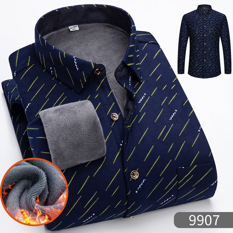 🔥【Reducere de 50% cu termen limitat】👔【L-5XL】Cămașă călduroasă de afaceri cu mânecă lungă toamna și iarna-3898999