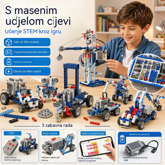 🔥[396 komada] [U vrećici - bez prijenosnog sustava] 26 €🤖🧩 [Ograničeno vrijeme 50% popusta] Dječji set za sastavljanje električnog robota