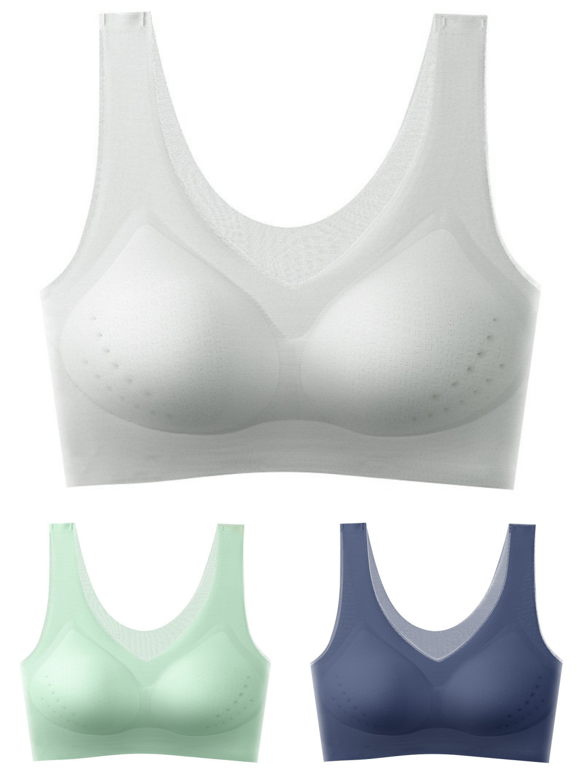 🏆【Promocija—set od 3 dijela 50% popusta】【40-120 kg】🎀2026 Bešavni grudnjak od ledene svile, podizanje i oblikovanje, protiv opuštanja i skupljanja