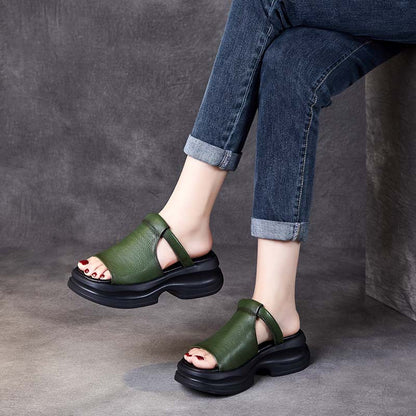 😍【35-40】2025 sandale noi cu călcâi de pană, făcute manual, cu fundul moale, cu gura de pește