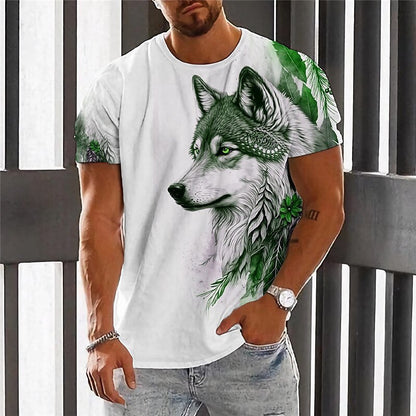 👕👕【2XS-6XL】Vară nou 2025 Tricou sport casual pentru bărbați Wolf cu imprimare 3D, mânecă scurtă, mărime mare --3969052