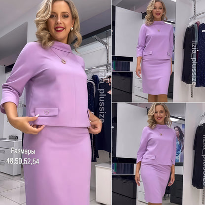 【S-5XL】👗 Costum casual pentru femei de primăvară confortabil și elegant (top + fustă)-3865544