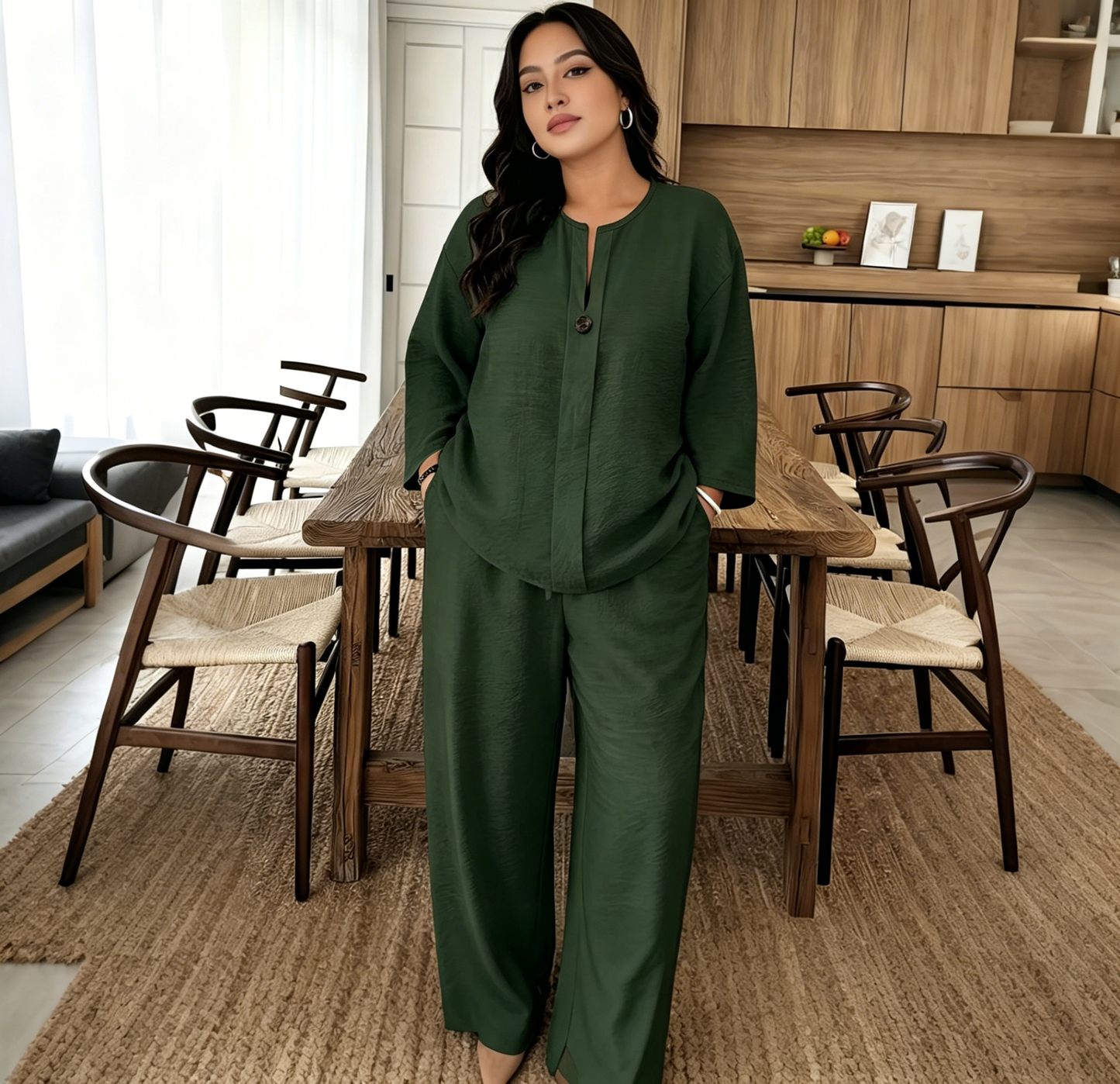 50% POPUSTA 🔥✨ [Veličine M–3XL] Komplet od čistog pamuka - košulja i široke hlače — jednostavno i elegantno