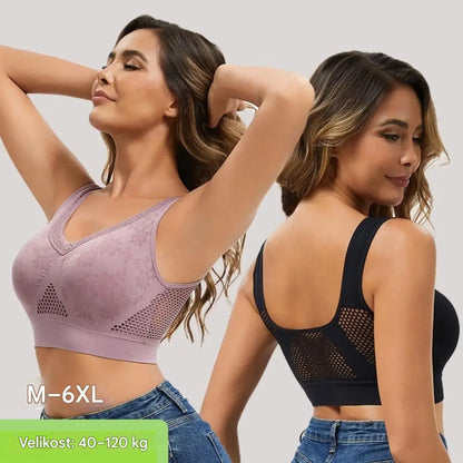 🔥👙【40 – 120 kg】【Súprava 3 ks】✨Dámska čipkovaná podprsenka bez kostíc s vysokou oporou