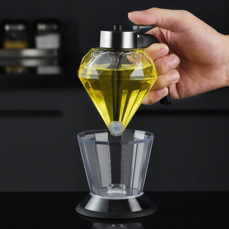 🍯🧉Dispenser de miere și sirop din sticlă cu design Diamond, recipient fără picurare cu suport, perfect pentru miere, sirop de arțar și ulei de măsline, accesoriu elegant pentru bucătărie și cafenea-3870464
