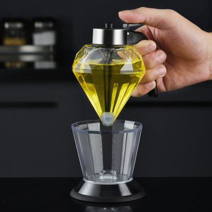 🍯🧉Dispenser de miere și sirop din sticlă cu design Diamond, recipient fără picurare cu suport, perfect pentru miere, sirop de arțar și ulei de măsline, accesoriu elegant pentru bucătărie și cafenea-3870464