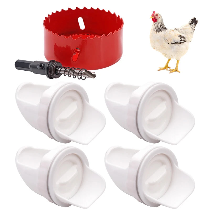 🐓【5 alimentatoare + Perforator】Hrănitor automat pentru pui, rață și gâscă--3861181