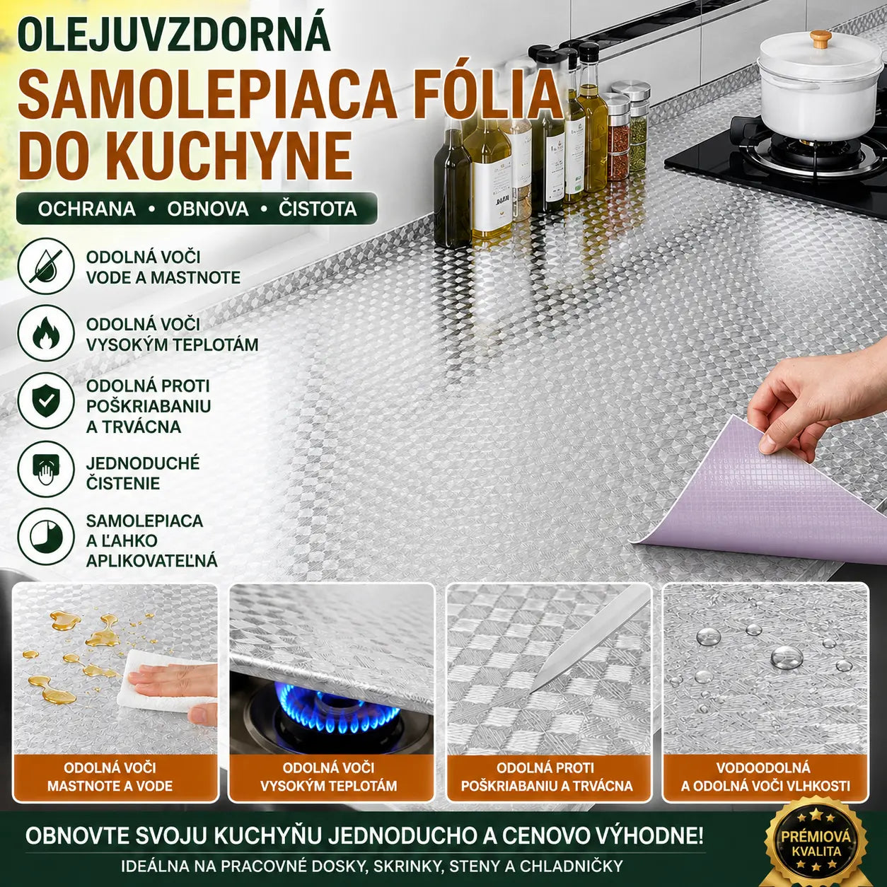 Samolepky do kuchyne: samolepky na stenu odolné voči oleju, vode, ohňu a vysokým teplotám.