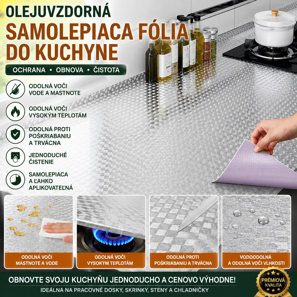 Samolepky do kuchyne: samolepky na stenu odolné voči oleju, vode, ohňu a vysokým teplotám.