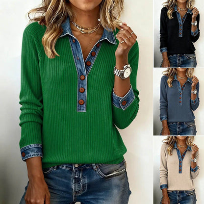 ✨Popust -50%🔥【S-3XL】Ženski proljetni pleteni top, elegantna traper kragna