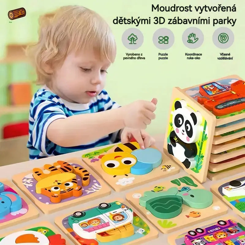 👧🏻🧩 Montessori drvena 3D slagalica za rani odgoj i obrazovanje