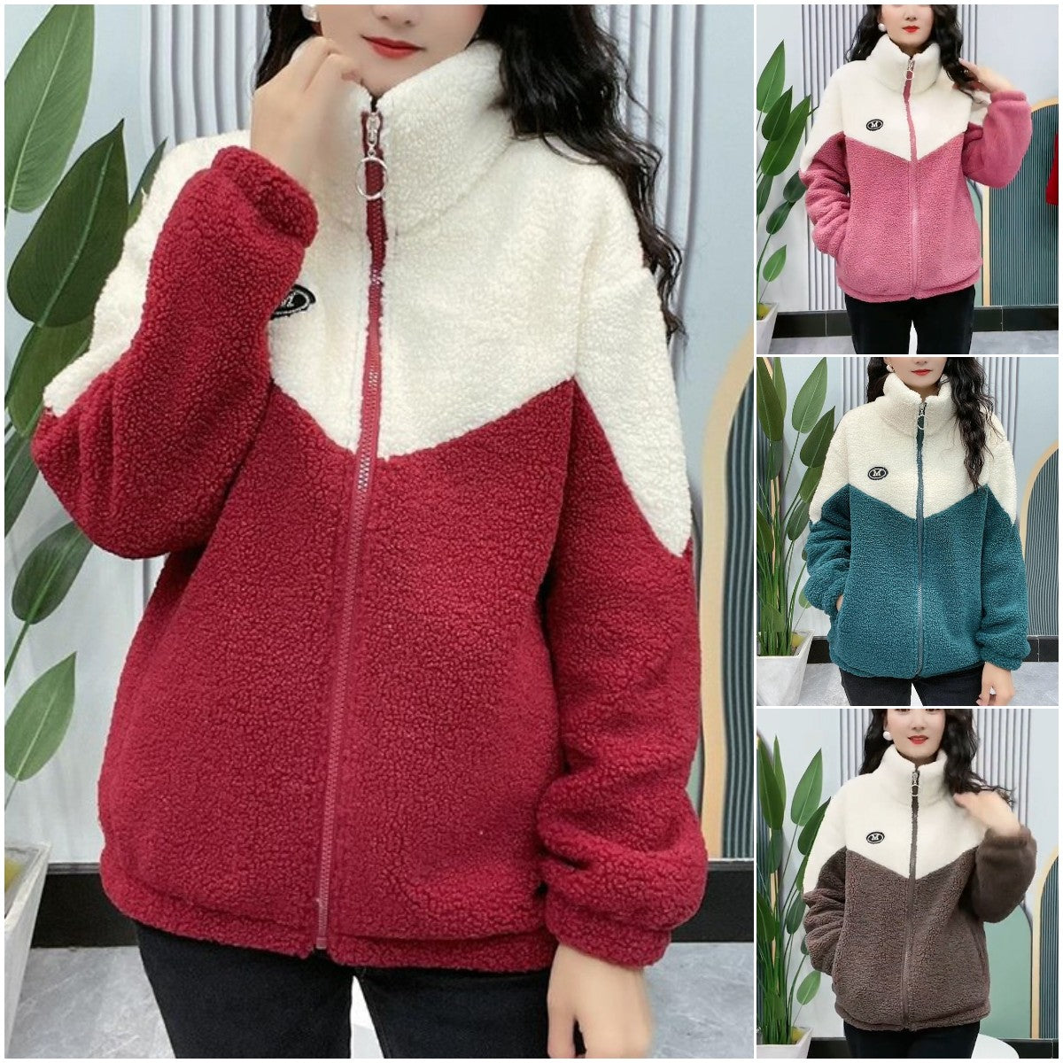 Jachetă de iarnă fleece, jachetă de bumbac, geacă de bumbac îngroșată din lână de miel, jachetă caldă