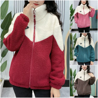 Jachetă de iarnă fleece, jachetă de bumbac, geacă de bumbac îngroșată din lână de miel, jachetă caldă