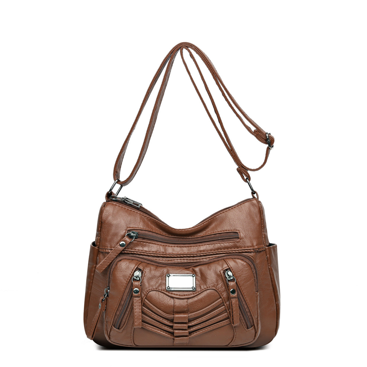 Geantă de umăr la moda simplă piele moale geantă de commute crossbody generos