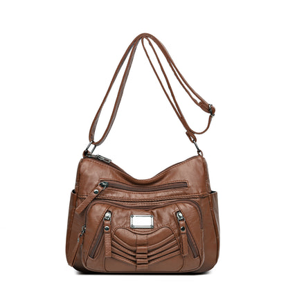 Geantă de umăr la moda simplă piele moale geantă de commute crossbody generos