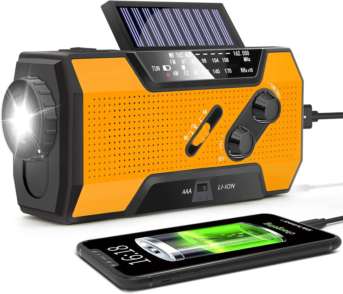 🏕️Lanternă portabilă multifuncțională cu radio AM, lanternă solară cu manivelă, lanternă de urgență