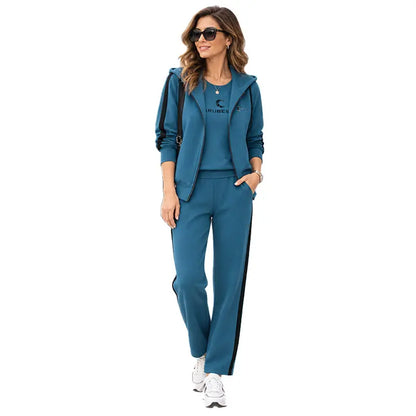 🔥【Novi dolazak - Ograničeno vrijeme 50% popusta】❄️S- 4XL】Ženski jesensko/zimski modni ležerni set od tri dijela (majica + jakna + hlače)