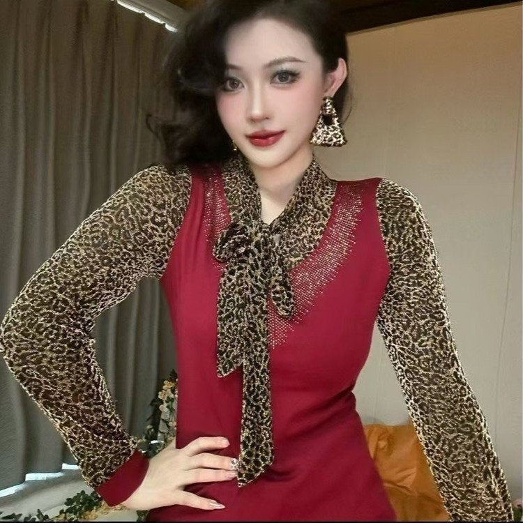 ⛄❄️【XL-6XL】🧶 Toamna și iarna 2024 2024 Pulover lung tricotat cu imprimeu leopard, mărime mare-3845154