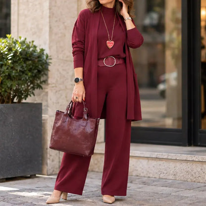🎁💝Elegantni trodijelni set s dugim kardiganom (uključuje bluzu i hlače)