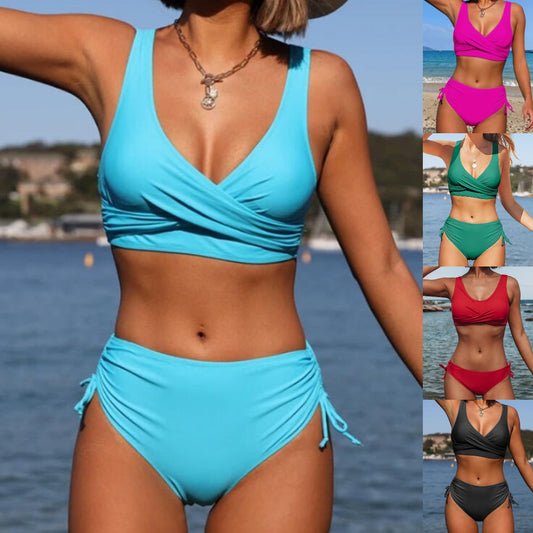 💖👙【Popust na novi proizvod】🌴【S-3XL】Novi ženski jednostavni jednobojni, brzosušeći, udobni, prozračni bikini kupaći kostim za ljeto