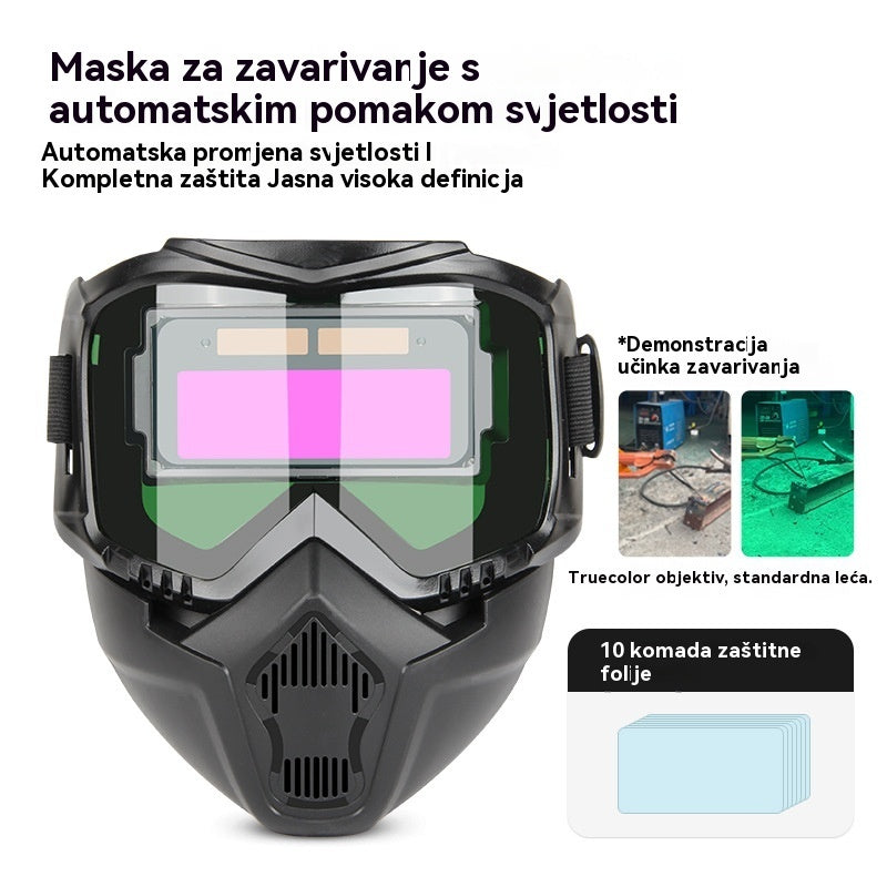 🔥【Najprodavaniji proizvod】Potpuno automatska maska za zavarivanje s promjenjivim svjetlosnim snopom i zaštitnim štitnikom za lice zavarivača