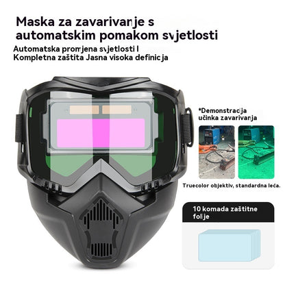 🔥【Najprodavaniji proizvod】Potpuno automatska maska za zavarivanje s promjenjivim svjetlosnim snopom i zaštitnim štitnikom za lice zavarivača