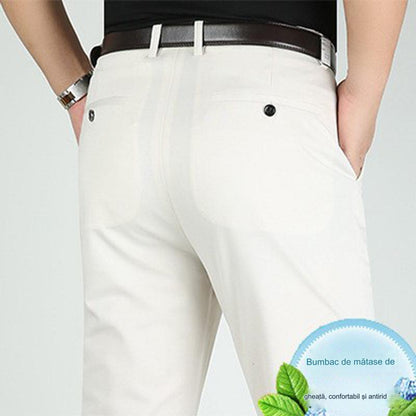👖 Pantaloni business casual slim-fit de primăvară/vară cu picioare drepte, picioare largi și pantaloni elastici-3969563