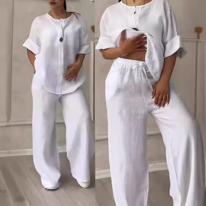 🔥【Novi artikli s 50% popusta samo 3 dana】🥋【S-5XL】【Majica kratkih rukava + hlače】Lagani, elegantni i udobni ženski set, dostupan u više boja