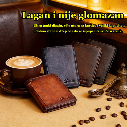 💥🔥【Vremenski ograničena ponuda: 50% popusta】👝 Vintage muški novčanik od visokokvalitetne kravlje kože, 💰s RFID funkcijom zaštite od provlačenja - vrhunski izbor za poklone