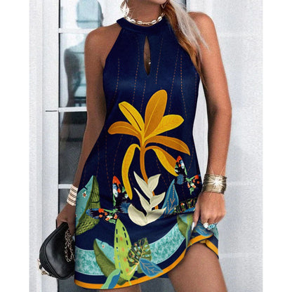🍁【Reducere limitată în timp】【S-2XL】💖2025 Rochie cu imprimeu fără mâneci decupată
