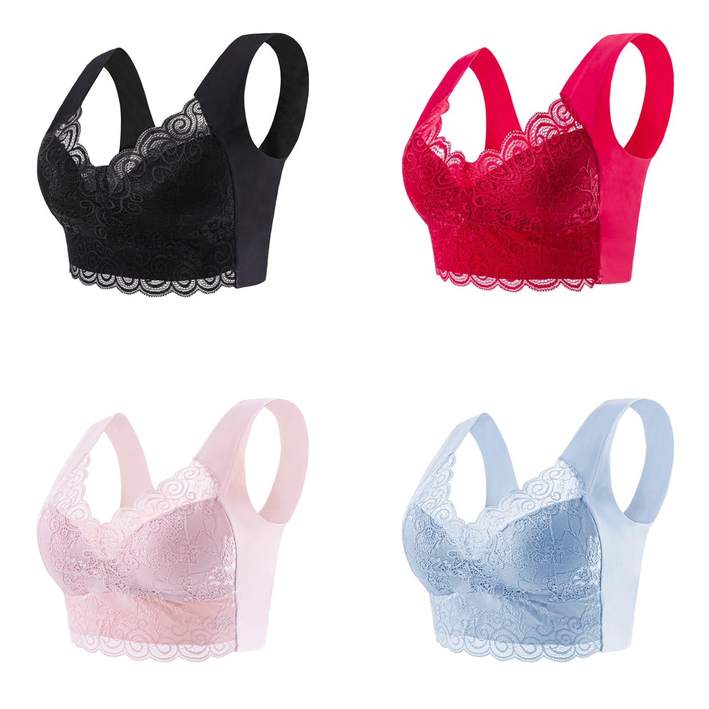 🔥【Set de 4】Sutien nou pentru femei confortabil și respirabil (4 bucăți)>Potrivit femeilor peste 40 de ani