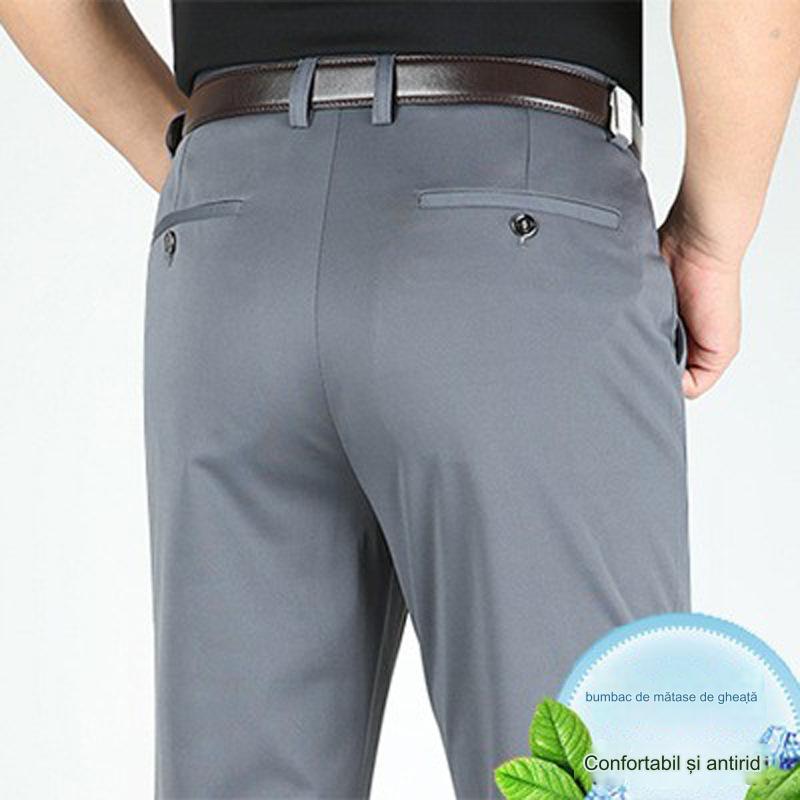 👖 Pantaloni business casual slim-fit de primăvară/vară cu picioare drepte, picioare largi și pantaloni elastici-3969563