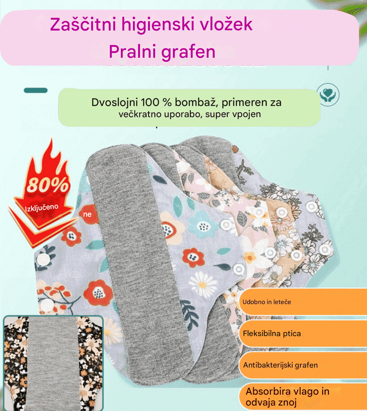 🔥🌈【Plačilo ob dostavi】【Paket 5】Pralni antibakterijski grafitni vložki za preprečevanje stranskih puščanj