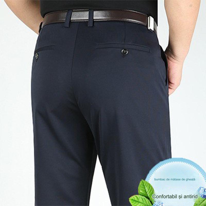 👖 Pantaloni business casual slim-fit de primăvară/vară cu picioare drepte, picioare largi și pantaloni elastici-3969563