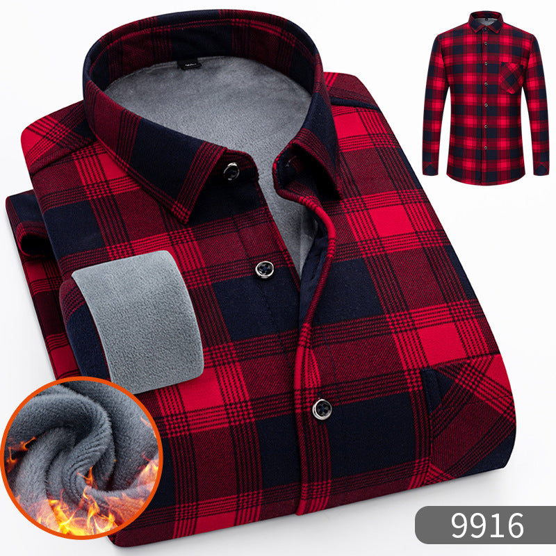 🔥【Reducere de 50% cu termen limitat】👔【L-5XL】Cămașă călduroasă de afaceri cu mânecă lungă toamna și iarna-3898999