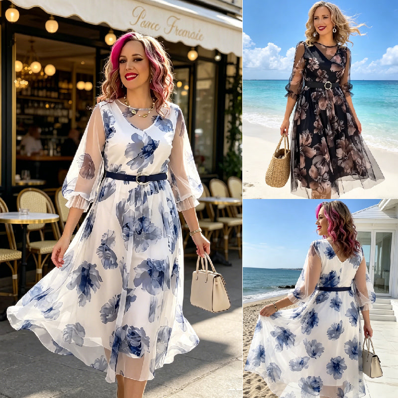 Nuevo 50% de descuento + pago contra entrega 🌸💥【S-5XL】Nuevo vestido elegante con estampado floral
