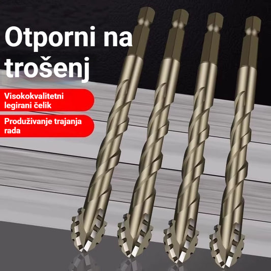 🔥Nova specijalna ponuda🔥 Nadograđeni set ekscentričnih burgija sa četiri žeblja, žuto kaljenih, za teške uslove rada - suho bušenje svih vrsta pločica, keramike, stakla, mramora, betona i nehrđajućeg čelika
