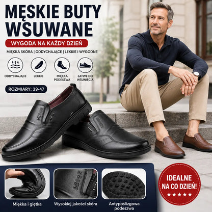 【39-44】--1 para 129  zł.Męskie buty biznesowe, wykonane z oryginalnej skóry, z wygodną miękką podeszwą, odpowiednie na wiele okazji.