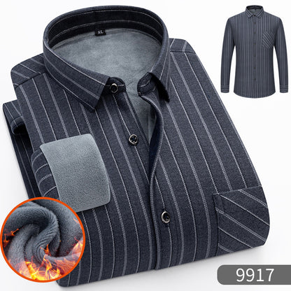 🔥【Reducere de 50% cu termen limitat】👔【L-5XL】Cămașă călduroasă de afaceri cu mânecă lungă toamna și iarna-3898999
